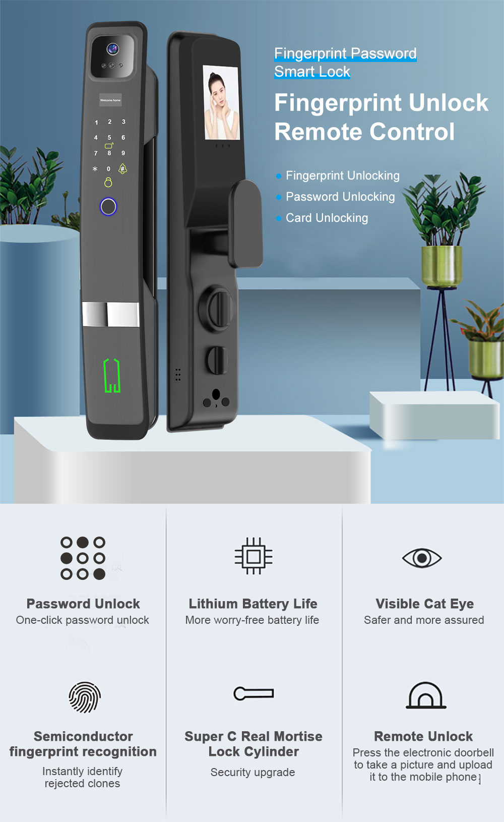 Tuya Wifi Fingerprint 3D Face  - огляд і ціна Wifi Doorbell Camera
