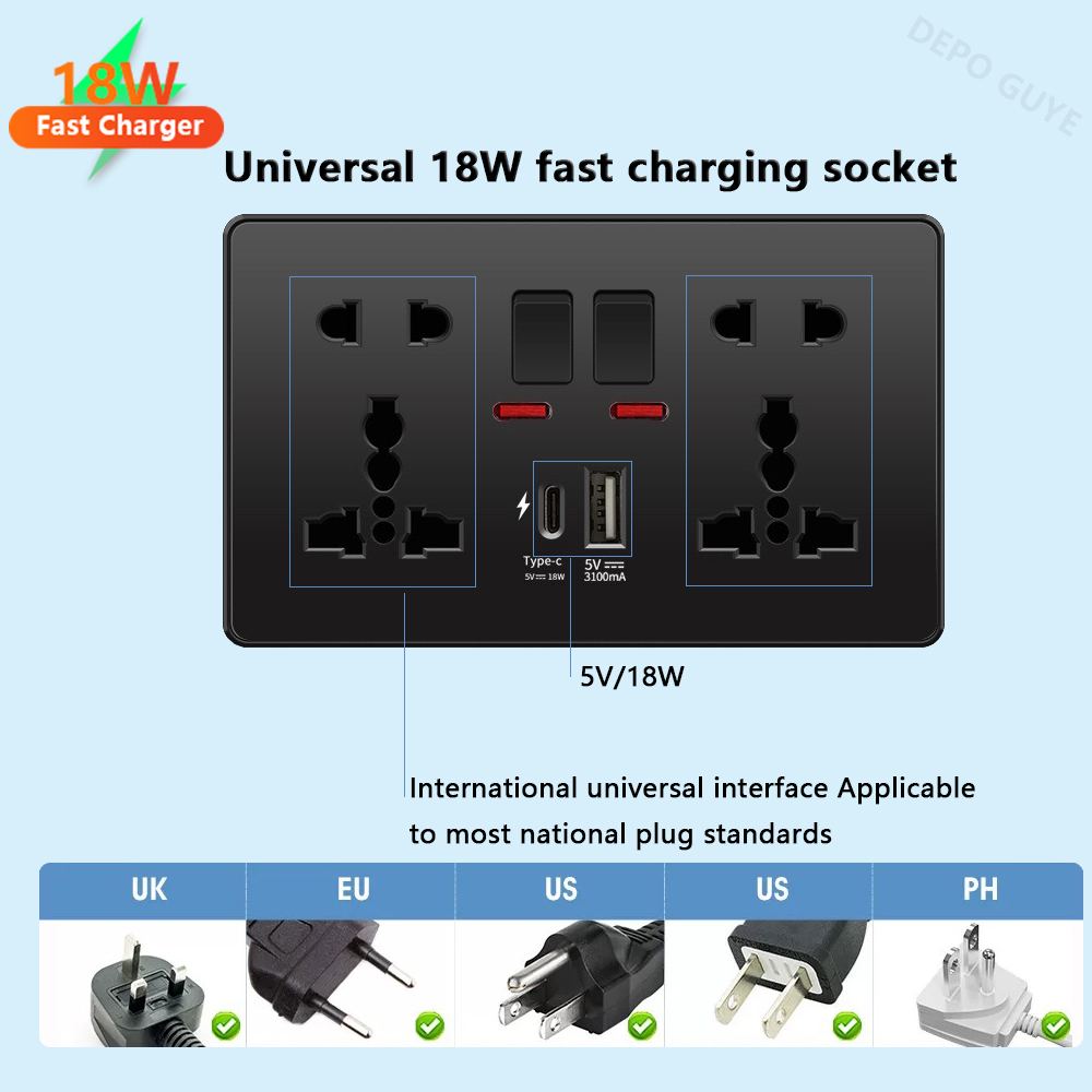 Universal Black USB Type-C 18W - огляд і ціна Smart Wall Socket