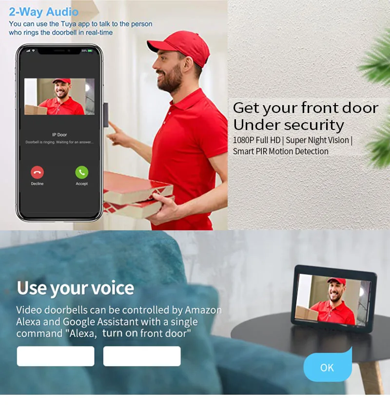 Door Intercom Doorbell, 10.1 I - огляд і ціна Wifi Doorbell Camera