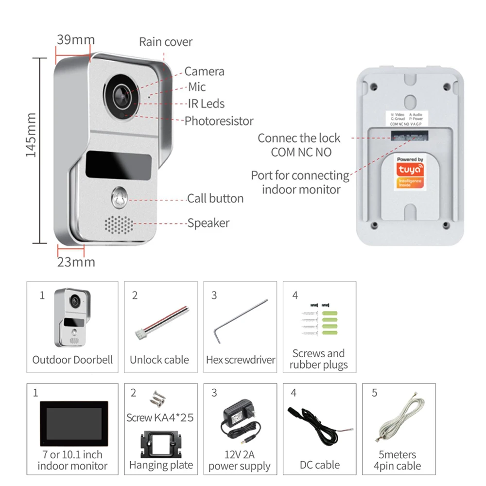 Door Intercom Doorbell, 10.1 I - огляд і ціна Wifi Doorbell Camera