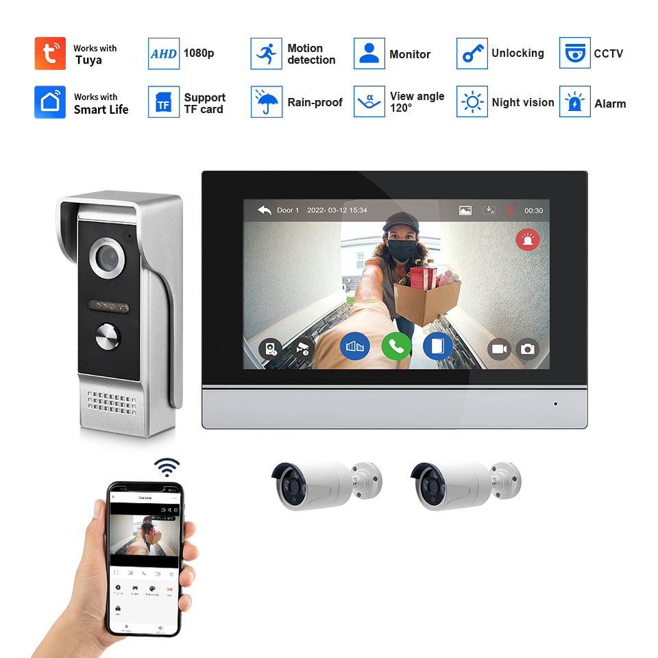 7Inch IPS Screen 2MP  Tuya Rem - огляд і ціна Wifi Doorbell Camera
